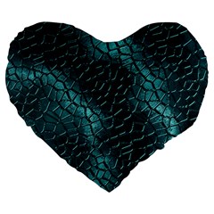 Texture Glass Network Glass Blue Large 19  Premium Heart Shape Cushions