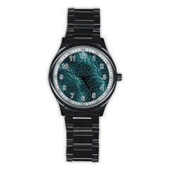 Texture Glass Network Glass Blue Stainless Steel Round Watch
