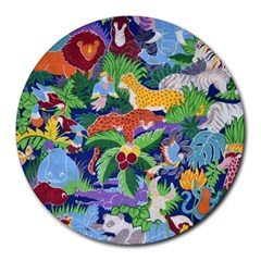 Animated Safari Animals Background Round Mousepads