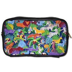 Animated Safari Animals Background Toiletries Bag (two Sides)