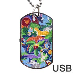 Animated Safari Animals Background Dog Tag Usb Flash (one Side)