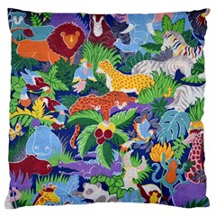 Animated Safari Animals Background Large Flano Cushion Case (one Side)