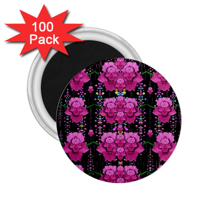 In The Dark Is Rain And Fantasy Flowers Decorative 2.25  Magnets (100 pack) 