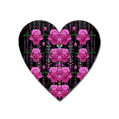 In The Dark Is Rain And Fantasy Flowers Decorative Heart Magnet by pepitasart