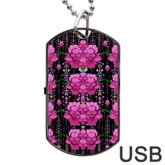 In The Dark Is Rain And Fantasy Flowers Decorative Dog Tag Usb Flash (one Side) by pepitasart