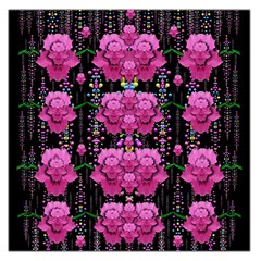 In The Dark Is Rain And Fantasy Flowers Decorative Large Satin Scarf (square) by pepitasart