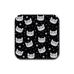 Gothic cat Rubber Square Coaster (4 pack) 