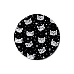 Gothic Cat Rubber Round Coaster (4 Pack)  by Valentinaart