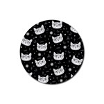 Gothic cat Rubber Round Coaster (4 pack)  Front
