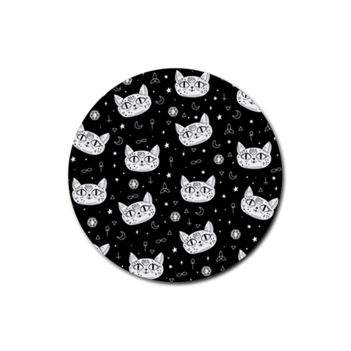 Gothic cat Rubber Round Coaster (4 pack) 