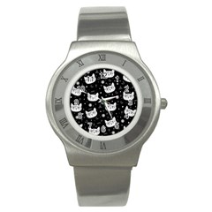 Gothic Cat Stainless Steel Watch by Valentinaart