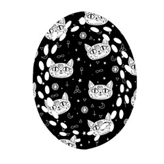 Gothic cat Oval Filigree Ornament (Two Sides)