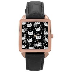 Gothic cat Rose Gold Leather Watch 