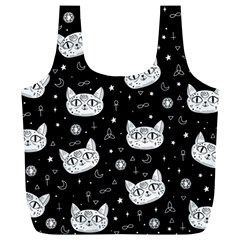 Gothic Cat Full Print Recycle Bag (xl) by Valentinaart