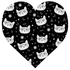 Gothic cat Wooden Puzzle Heart