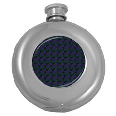 Black Rose Blue Round Hip Flask (5 Oz)