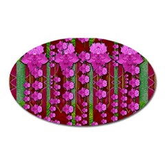 Jungle Flowers In The Orchid Jungle Ornate Oval Magnet by pepitasart