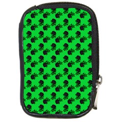 Black Rose Green Compact Camera Leather Case