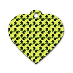 Black Rose Yellow Dog Tag Heart (one Side) by snowwhitegirl