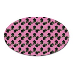 Black Rose Light Pink Oval Magnet