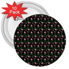 Carnation Pink Black 3  Buttons (10 Pack)  by snowwhitegirl