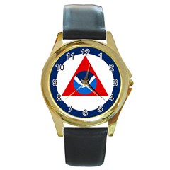 Flag Of National Oceanic And Atmospheric Administration Round Gold Metal Watch by abbeyz71