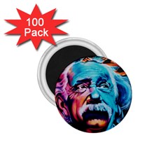 Albert Einstein Retro Wall Graffiti Blue Pink Orange Modern Urban Art Grunge 1 75  Magnets (100 Pack)  by snek