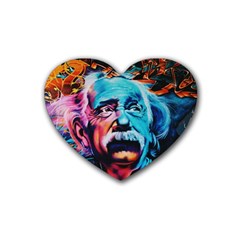 Albert Einstein Retro Wall Graffiti Blue Pink Orange Modern Urban Art Grunge Heart Coaster (4 Pack)  by snek