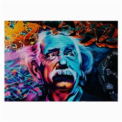 Albert Einstein Retro Wall Graffiti Blue Pink Orange Modern Urban Art Grunge Large Glasses Cloth by snek