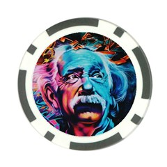 Albert Einstein Retro Wall Graffiti Blue Pink Orange Modern Urban Art Grunge Poker Chip Card Guard (10 Pack) by snek