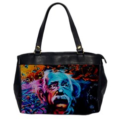 Albert Einstein Retro Wall Graffiti Blue Pink Orange Modern Urban Art Grunge Oversize Office Handbag by snek