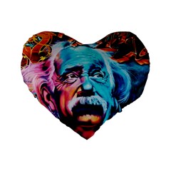 Albert Einstein Retro Wall Graffiti Blue Pink Orange Modern Urban Art Grunge Standard 16  Premium Heart Shape Cushions by snek