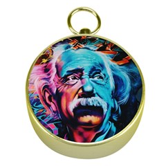 Albert Einstein Retro Wall Graffiti Blue Pink Orange Modern Urban Art Grunge Gold Compasses by snek