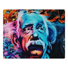 Albert Einstein Retro Wall Graffiti Blue Pink Orange Modern Urban Art Grunge Double Sided Flano Blanket (large)  by snek