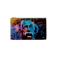 Albert Einstein Retro Wall Graffiti Blue Pink Orange Modern Urban Art Grunge Cosmetic Bag (xs) by snek