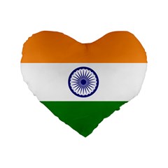 Flag Of India Standard 16  Premium Flano Heart Shape Cushions by abbeyz71