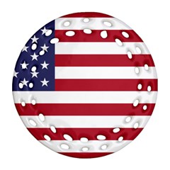 Flag Of The United States Of America  Round Filigree Ornament (two Sides) by abbeyz71