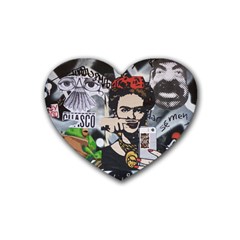 Frida Kahlo Brick Wall Graffiti Urban Art With Grunge Eye And Frog  Heart Coaster (4 Pack)  by snek