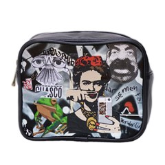 Frida Kahlo Brick Wall Graffiti Urban Art With Grunge Eye And Frog  Mini Toiletries Bag (two Sides) by snek