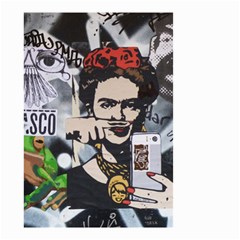 Frida Kahlo brick wall graffiti urban art with grunge eye and frog  Small Garden Flag (Two Sides)