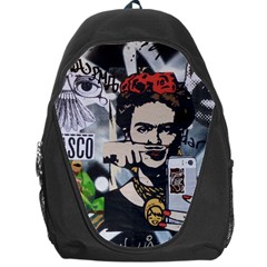 Frida Kahlo brick wall graffiti urban art with grunge eye and frog  Backpack Bag