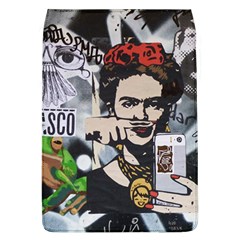 Frida Kahlo Brick Wall Graffiti Urban Art With Grunge Eye And Frog  Removable Flap Cover (l) by snek