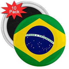 Flag Of Brazil 3  Magnets (10 Pack)  by abbeyz71