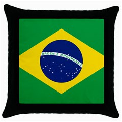 Flag Of Brazil Throw Pillow Case (black) by abbeyz71