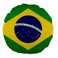 Flag Of Brazil Large 18  Premium Round Cushions by abbeyz71
