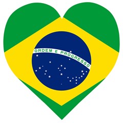 Flag Of Brazil Wooden Puzzle Heart by abbeyz71