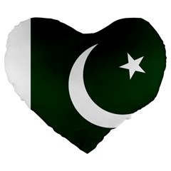Flag Of Pakistan Large 19  Premium Heart Shape Cushions