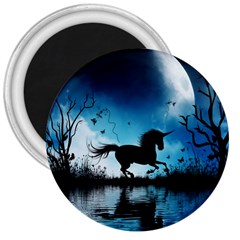 Wonderful Unicorn Silhouette In The Night 3  Magnets by FantasyWorld7