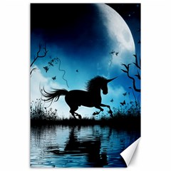 Wonderful Unicorn Silhouette In The Night Canvas 24  x 36 