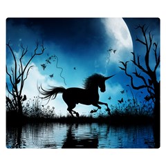 Wonderful Unicorn Silhouette In The Night Double Sided Flano Blanket (small)  by FantasyWorld7